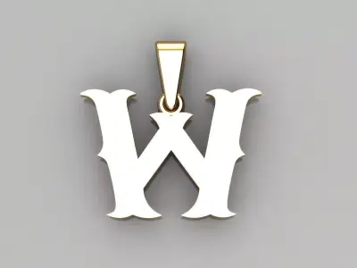 W alphabate pendant  3D print model