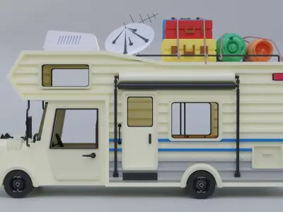 Traveling Van Low-poly 3D model