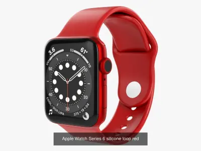 Apple Watch Series 6 silicone loop blue gold gray red silver 3D Model Pack