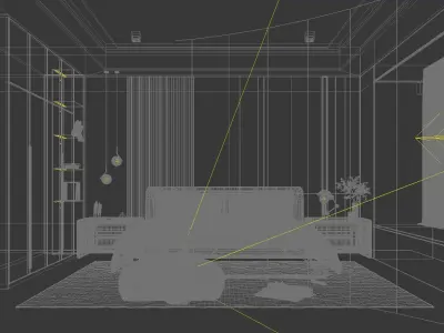 Cozy Bedroom Interior Scene 3D model purchase