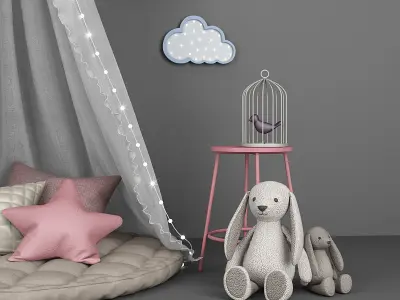 Decorative set for children with baldachin  3D model