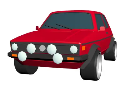 Volkswagen Golf Hypercasual Low-poly 3D model