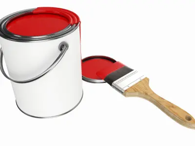 Paint bucket opened with brush 01 3D model