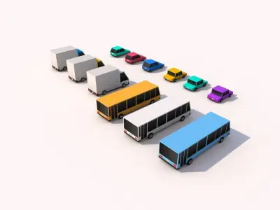 Cartoon Low Poly City Cars model 3D model