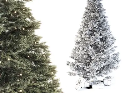 Christmas fir tree with gifts and garland 3D model