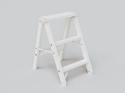 Wooden Step Ladder Low-poly 3D model