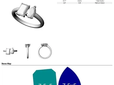 ring- Emerald - Pear-KR-0003 3D print model