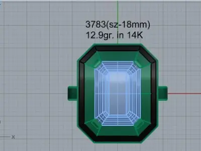 Emerald Diamond Ring 3783 3D print model