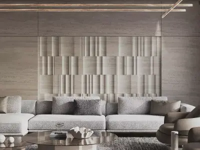 Livingroom and Kitchen 3D model