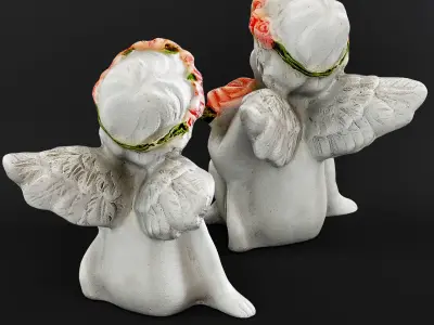 Sculpture Angel with a rose 3D model