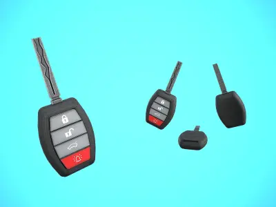 KEY CAR ALARM CARTOON STYLIZED Low-poly 3D model