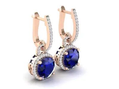 AV 382 Round Diamond Ladies Dangling Drop Earrings 3D print model
