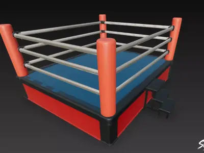 Boxing Ring Red Corner Low-poly 3D model