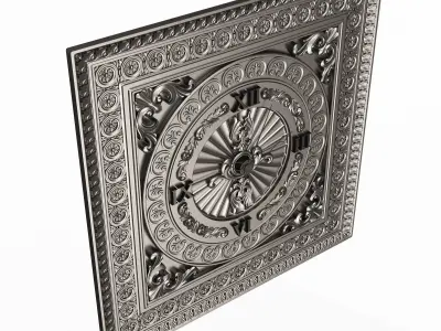 Classic Wall Clock 05 Chrome Low-poly 3D model