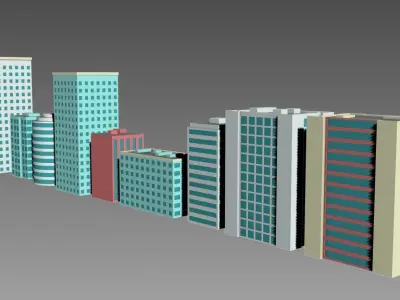 low poly buildings  pack Free low-poly 3D model