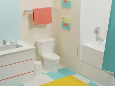 Bath Room 2 Low-poly 3D model