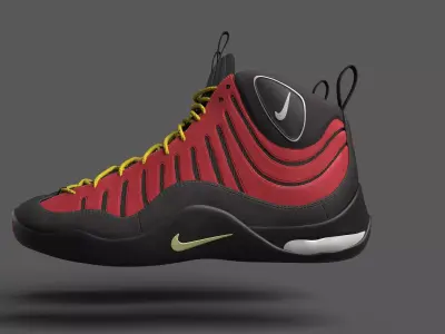 Nike Air Bakin OG Black Red Yellow 3D model