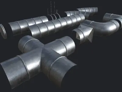 Ventilation Modular Kit PBR Low-poly 3D model