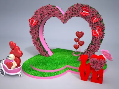 Valentines Mall Decoration 3D model