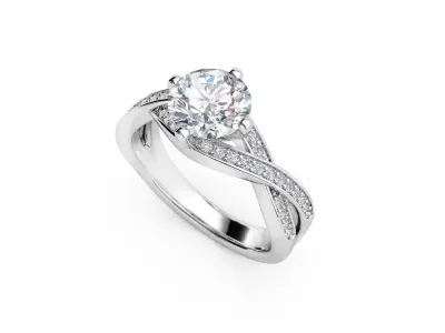 ZRP038 rose gold engagement ring with oval cut center stone 3D print model