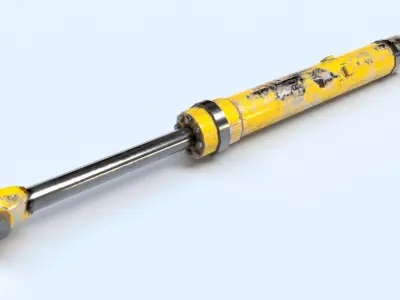 Rigged Hydraulic Cylinder Piston Low-poly 3D model