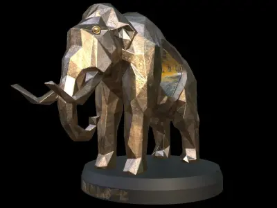 Steampunk Mammoth Low-poly 3D model