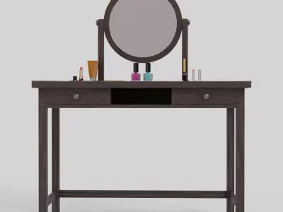 IKEA hemnes dressing table-round mirror Low-poly 3D model
