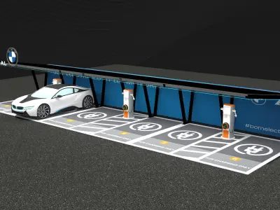 PARKING FOR EV CAR 3D model