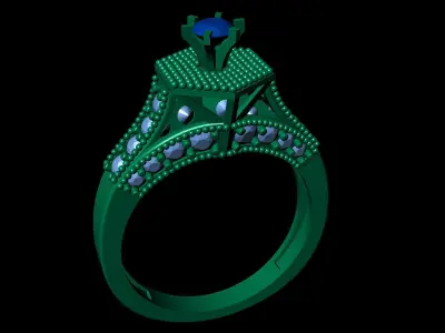 Women Ring 66 solitaire diamond cut engagement ring for women 3D print model