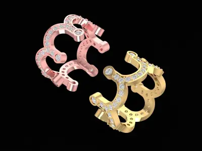 Artistic Wave Pattern Diamond Ring 3D Model  3249 3D print model