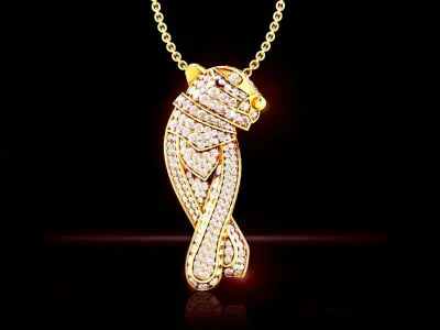 Luxury Diamond Panther Pendant 3D print model
