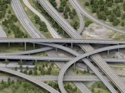 I-95 Highway Interstate Miami Florida Low-poly 3D model