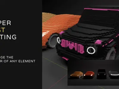 Low-poly VOXEL cars 3D collection 6 formats 3D model