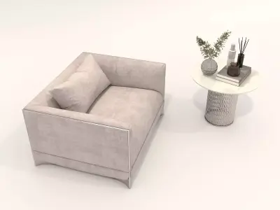 Modern Coffee Table and Armchair Set 64 3D model