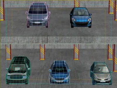 5 Low Poly touring cars Low-poly 3D model