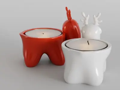 Charming Reindeer Tea Light Holder Set 3D print model