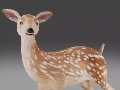  Fawn Deer Rigged and Animated  Low-poly 3D model