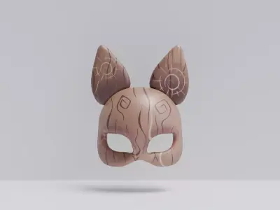 wooden mask Low-poly 3D model