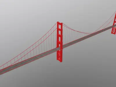 Golden Gate Bridge for AR-VR-Metaverse-Mix Reality  Low-poly 3D model