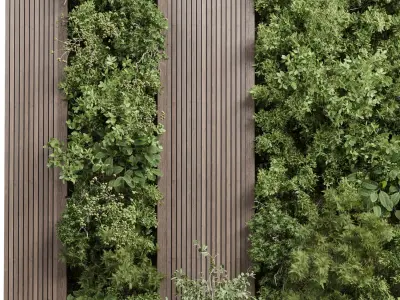 Vertical Wall Garden With Wooden frame - Horizontal garden Low-poly 3D model