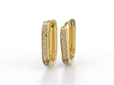 OVAL HUGGIE EARRINGS WITH DIAMONDS AND PLAIN ONE 3D print model