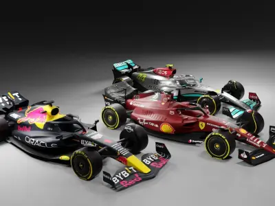 Formula 1 Collection Ferrari RedBull Mercedes 2022 Low-poly 3D model