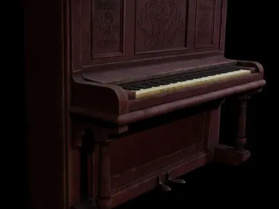 Old Upright Piano - Game Ready Low-poly 3D model