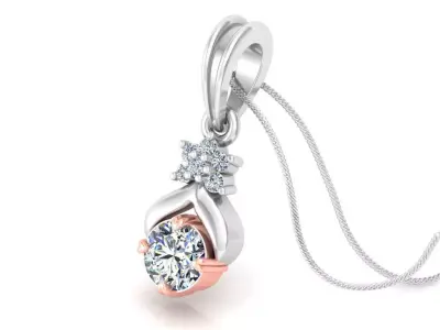 pendant rose gold with diamond 3D print model