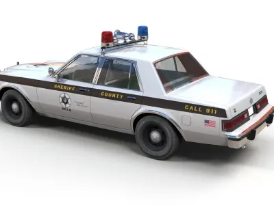 Dodge Diplomat sheriff car Low-poly 3D model