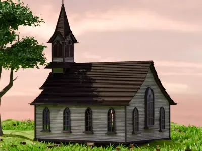 American Style Cottage Exterior 11 Low-poly 3D model