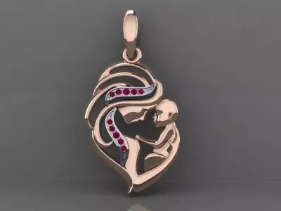 Pendant  Mother with child 3D print model