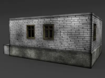 BrickHouse house with stairs and windows Free low-poly 3D model