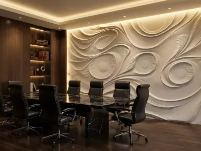 modern panel wall decor set relief stl mural CNC 160 3D model