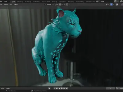 Green Fantasy Tiger Low-poly 3D model